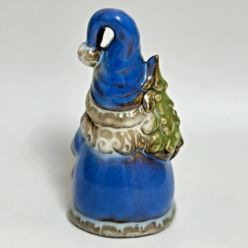 Vintage Ceramic Santa Claus Bell Multicolor Jolly Preowned‎
